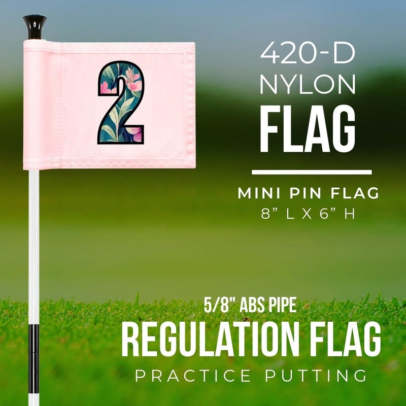 WATSY Golf Flag 8x6 Inch – 420D Nylon Double-Sided Mini Pin Flag with Tube Inset, Practice Putting Green Flags for Yard (Numbered Pink - Set of 3) - Image 4